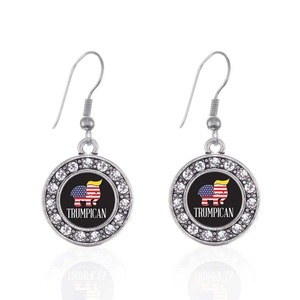 Silver Trumpican Circle Charm Dangle Earrings