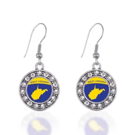 Silver West VIrginia Outline Circle Charm Dangle Earrings