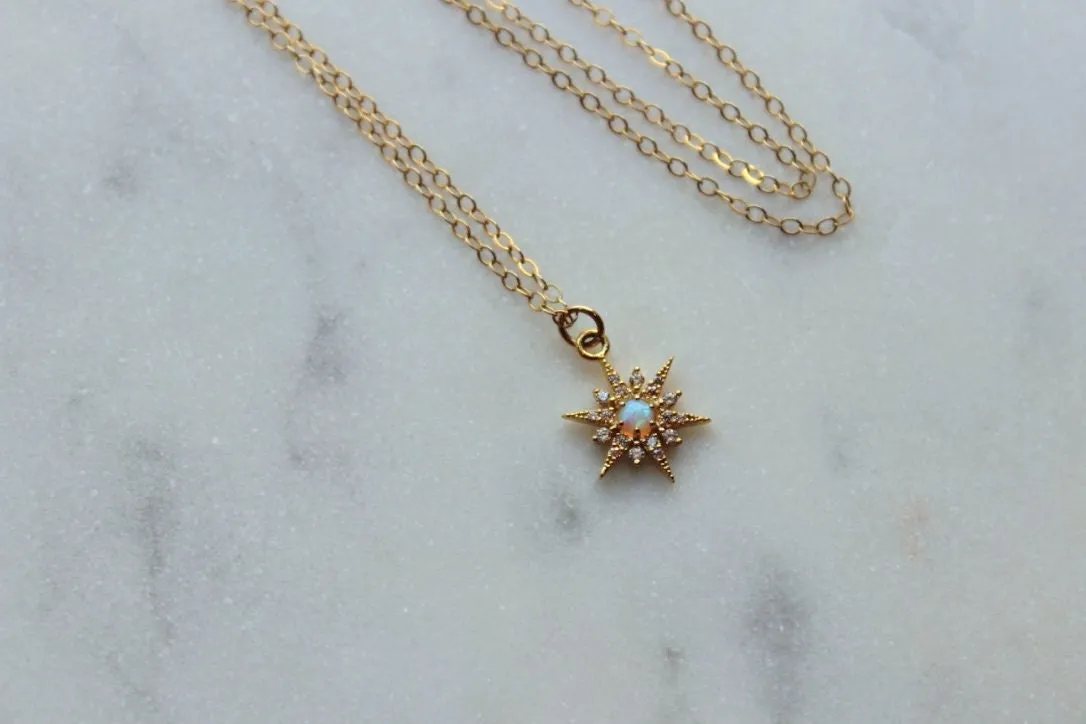 Star Opal Necklace, Gold Opal Necklace, Gold Star Necklace, Mindfulness Gift, Minimalist Necklace, Simplistic Necklace, 21st birthday gift