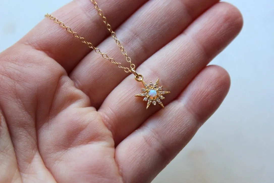 Star Opal Necklace, Gold Opal Necklace, Gold Star Necklace, Mindfulness Gift, Minimalist Necklace, Simplistic Necklace, 21st birthday gift