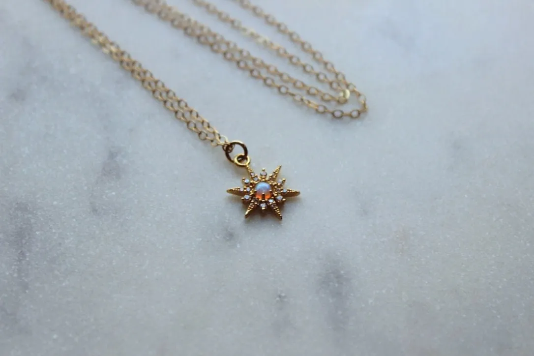Star Opal Necklace, Gold Opal Necklace, Gold Star Necklace, Mindfulness Gift, Minimalist Necklace, Simplistic Necklace, 21st birthday gift
