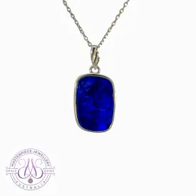 Sterling Silver Blue Opal doublet rectangular pendant
