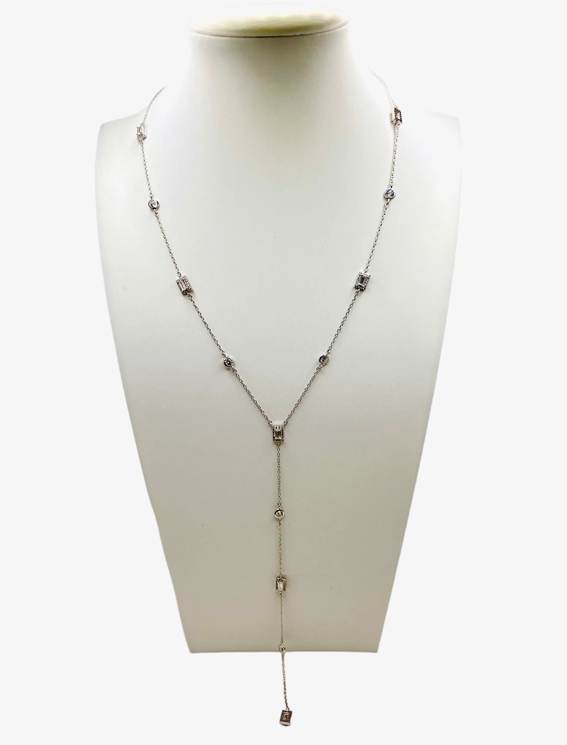 Sterling Silver CZ Lariat Y Necklace