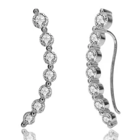 Sterling Silver Earring Climber with Swarovski Crystals