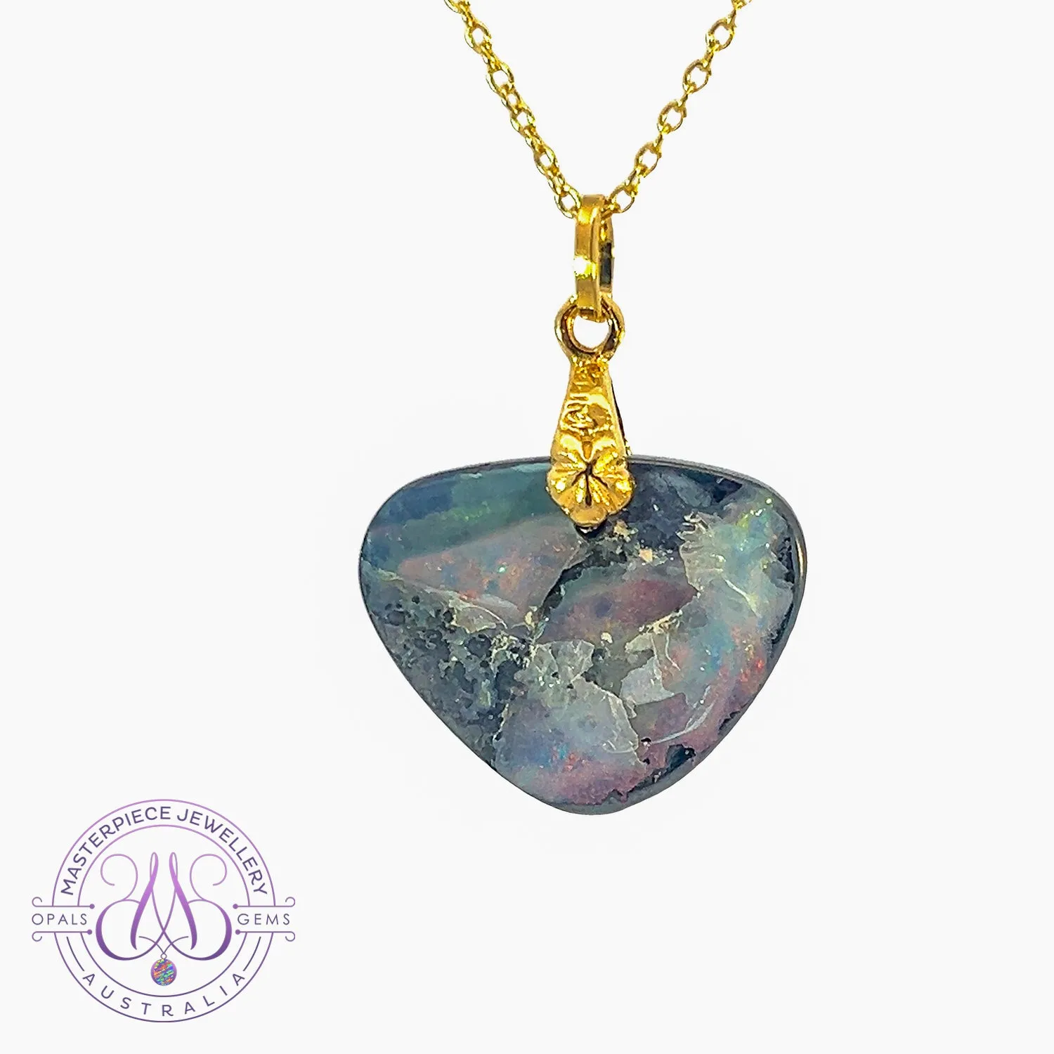 Sterling Silver Gold plated Boulder Opal Pink colour pendant
