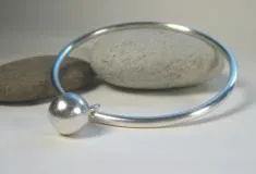 Sterling Silver Mooring Ball on Sterling Silver Bangle Bracelet