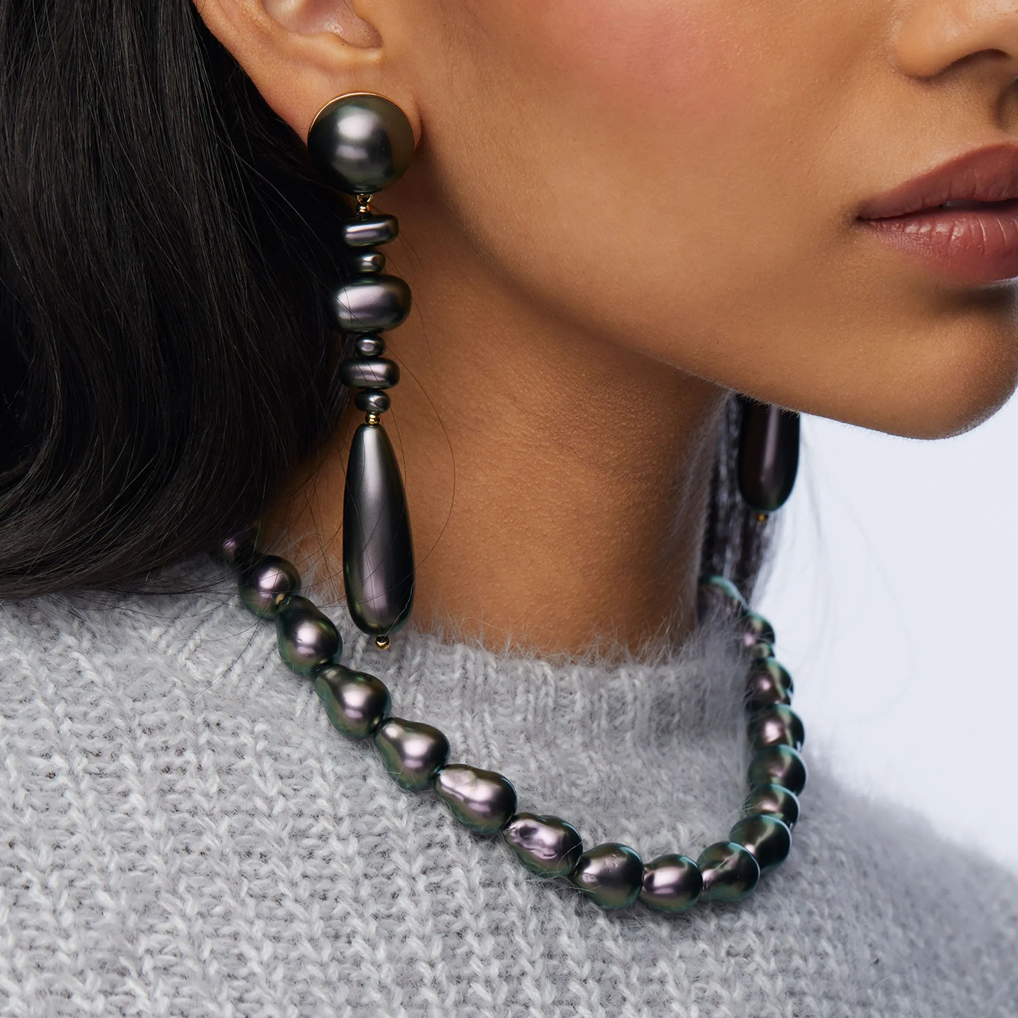 TAHITIAN PEARL COPACABANA LINEAR EARRINGS