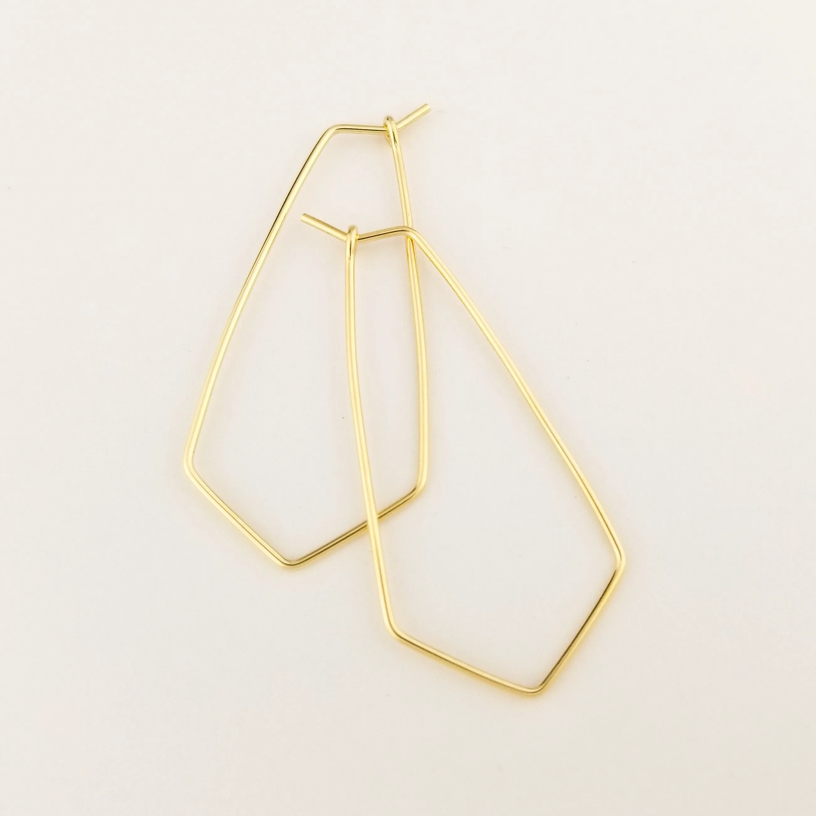 Thin Solid 14k Gold Chevron Hoop Earrings