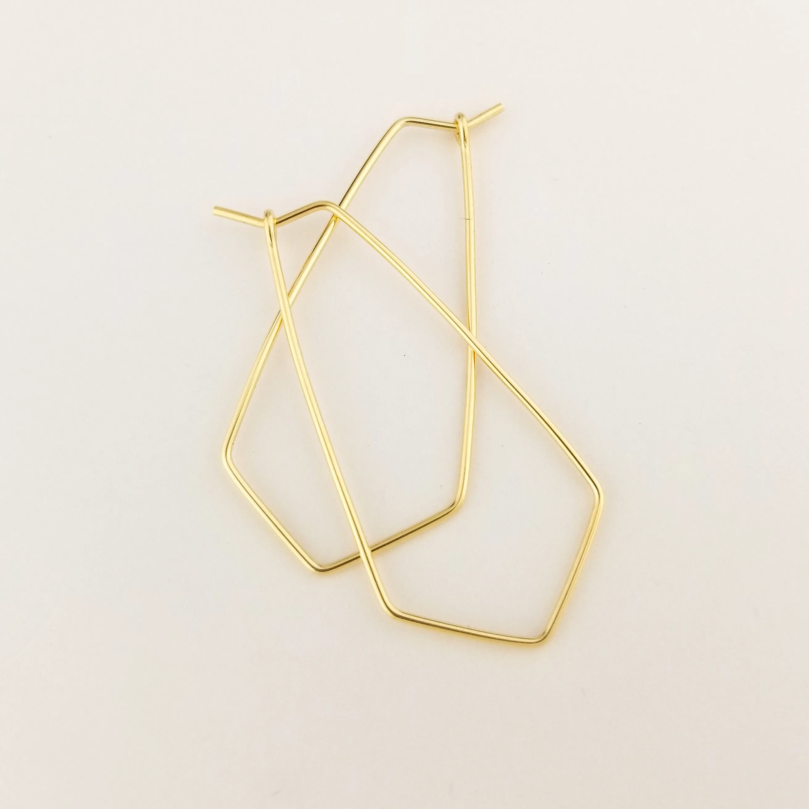 Thin Solid 14k Gold Chevron Hoop Earrings