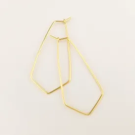 Thin Solid 14k Gold Chevron Hoop Earrings