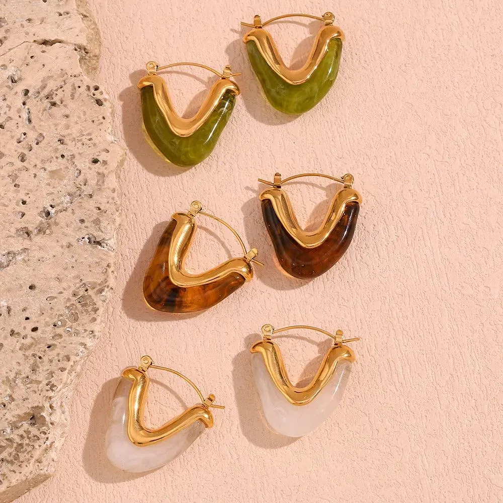 Trendy Gold-Plated Acrylic Hoop Earrings for Women - Statement Fashion Accessories