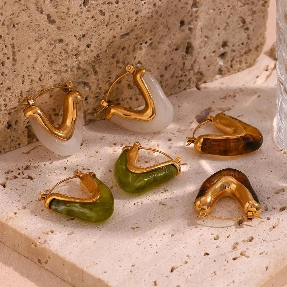 Trendy Gold-Plated Acrylic Hoop Earrings for Women - Statement Fashion Accessories