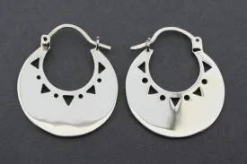 triangle & dot cutout basket hoop - sterling silver