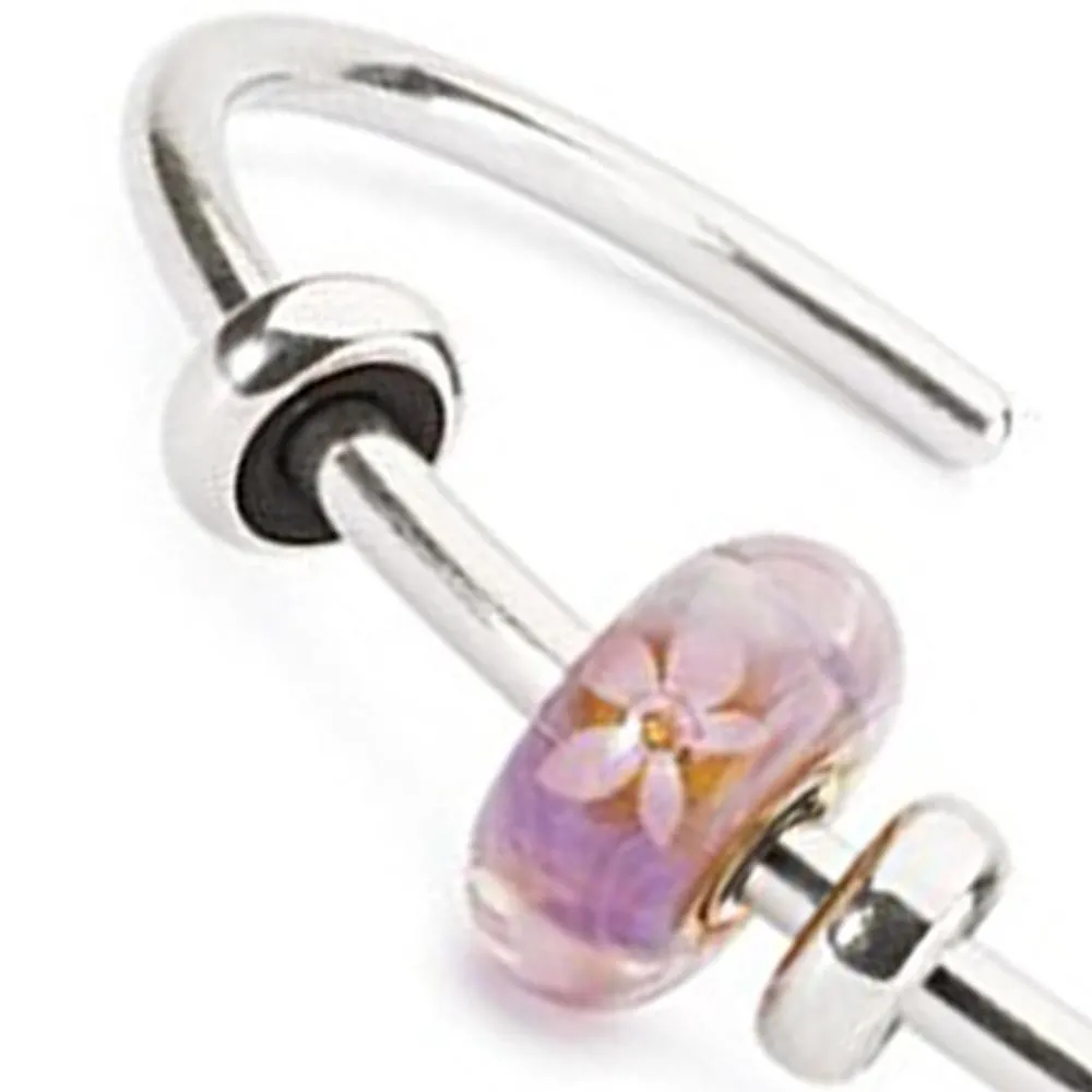 Trollbeads 925 Soft Sunrise Bangle S Sea Anemone Glass Bead Sterling Silver Bracelet -TAGBO-00232