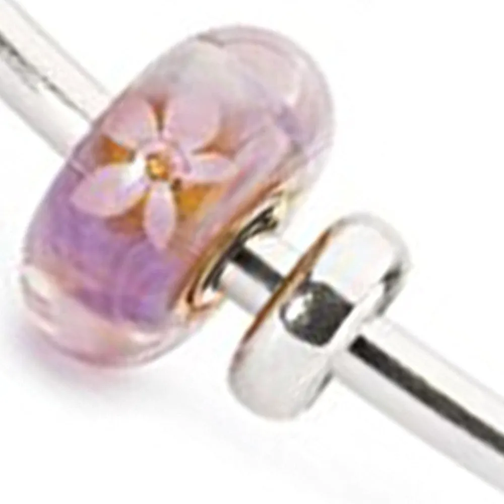 Trollbeads 925 Soft Sunrise Bangle S Sea Anemone Glass Bead Sterling Silver Bracelet -TAGBO-00232