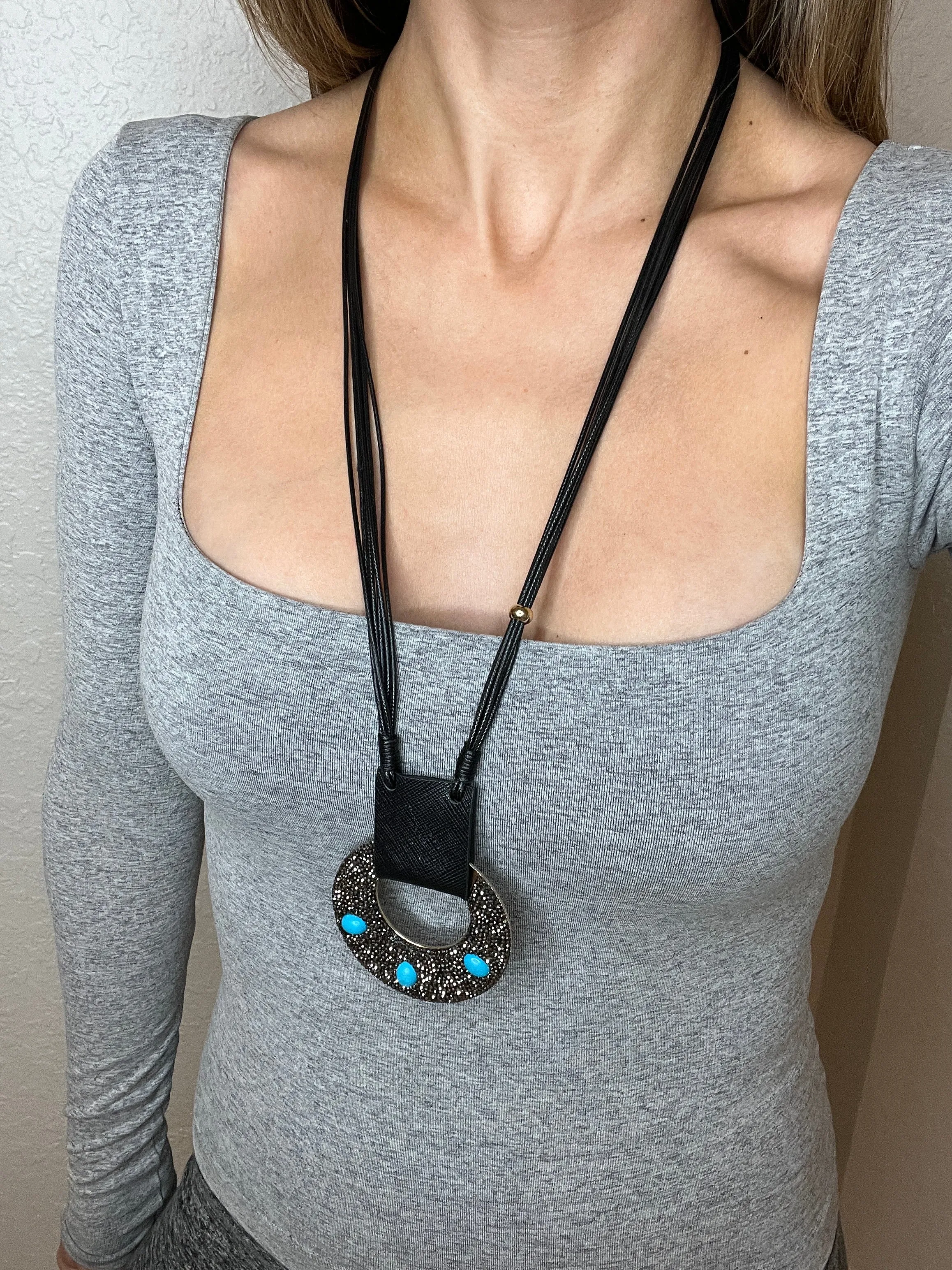 Turquoise Delights Leather Statement Necklace