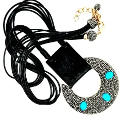 Turquoise Delights Leather Statement Necklace