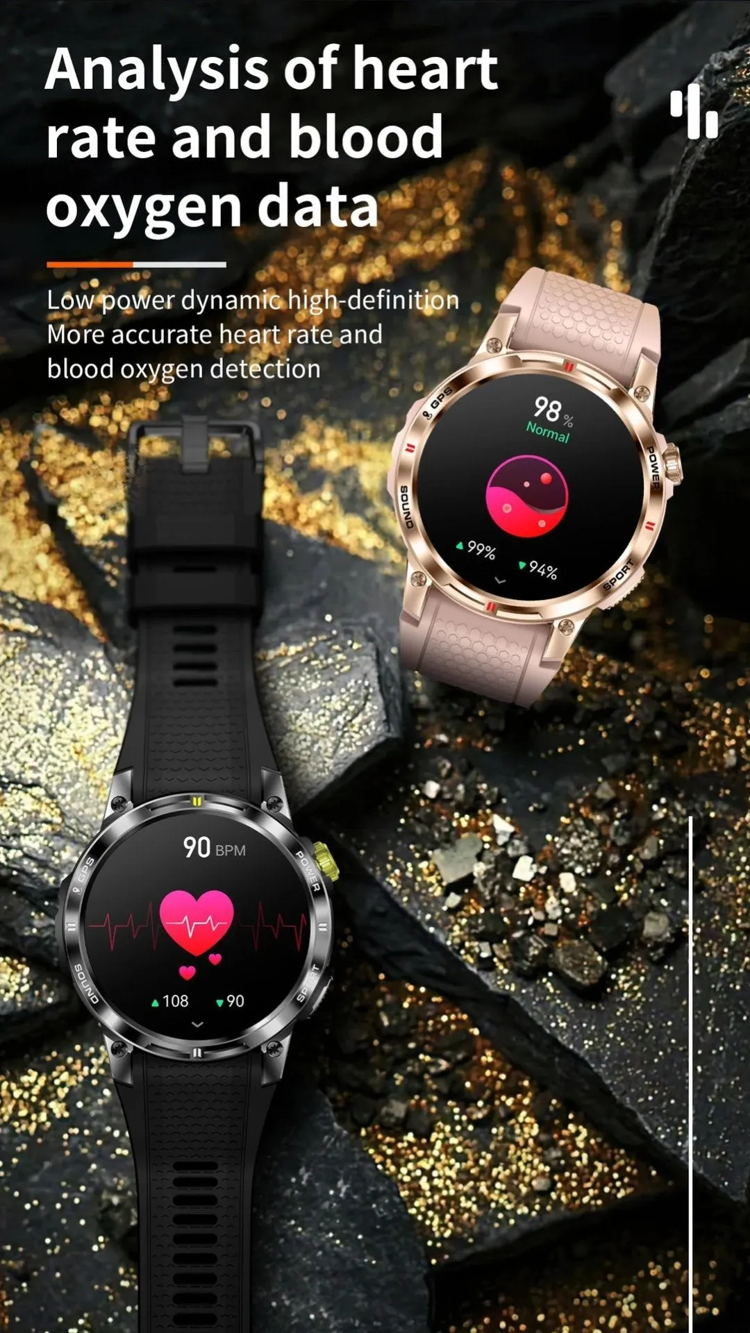 TUTT NX18 Pro GPS AMOLED Metal Rugged Smart Watch | Compass | IP68 Waterproof | Exercise | Long Battery 128MB Memory Reloj 2 Straps | Always On Display Option
