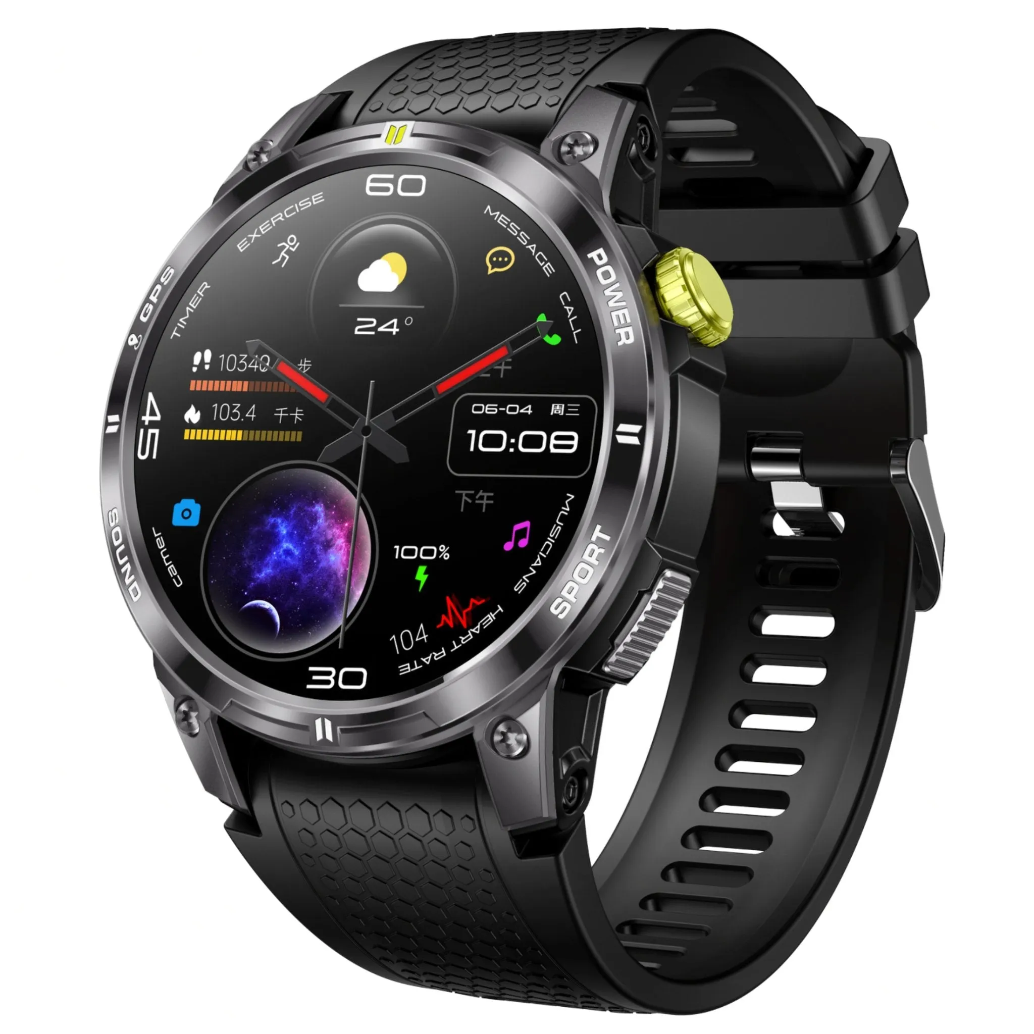 TUTT NX18 Pro GPS AMOLED Metal Rugged Smart Watch | Compass | IP68 Waterproof | Exercise | Long Battery 128MB Memory Reloj 2 Straps | Always On Display Option