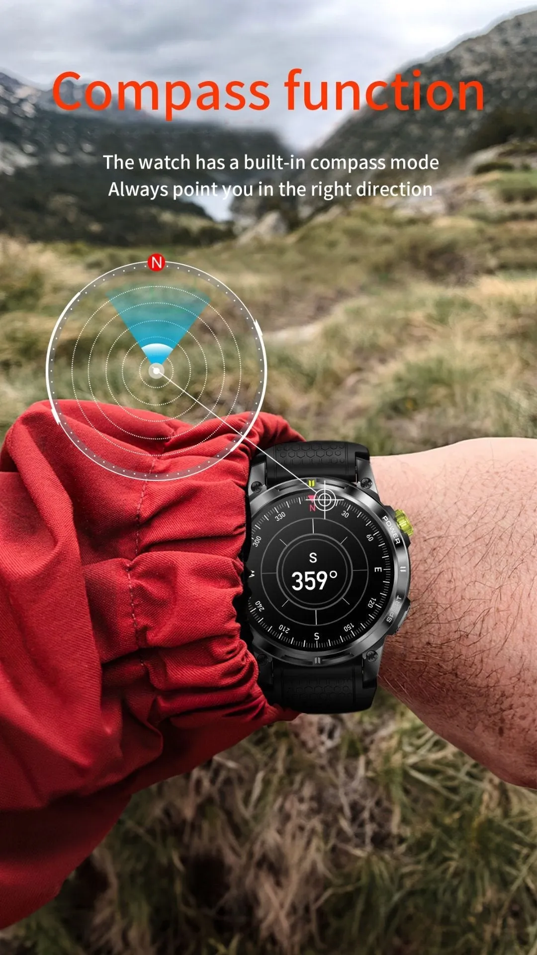 TUTT NX18 Pro GPS AMOLED Metal Rugged Smart Watch | Compass | IP68 Waterproof | Exercise | Long Battery 128MB Memory Reloj 2 Straps | Always On Display Option