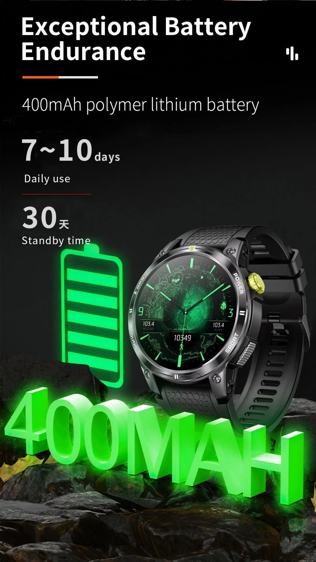 TUTT NX18 Pro GPS AMOLED Metal Rugged Smart Watch | Compass | IP68 Waterproof | Exercise | Long Battery 128MB Memory Reloj 2 Straps | Always On Display Option