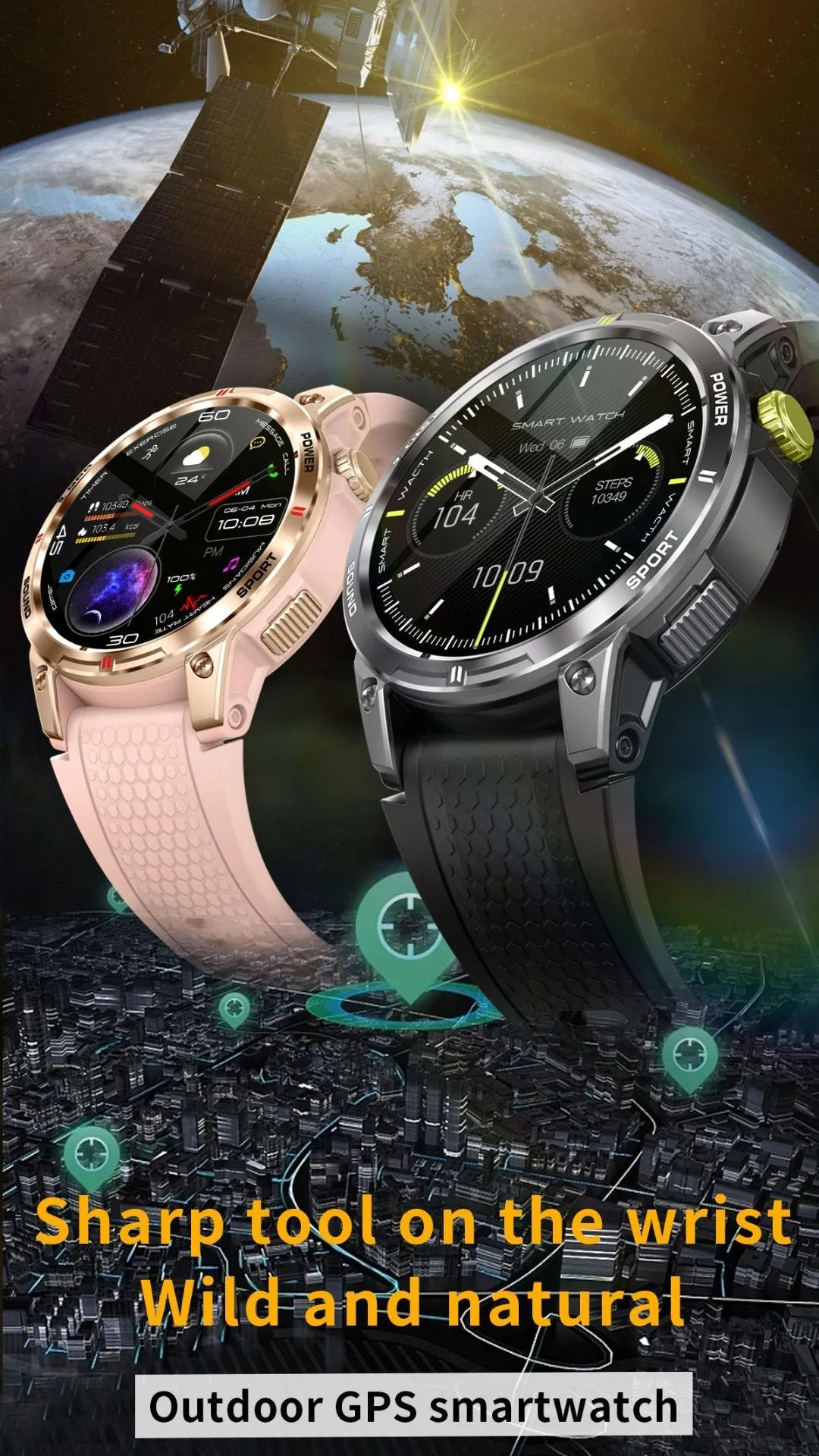 TUTT NX18 Pro GPS AMOLED Metal Rugged Smart Watch | Compass | IP68 Waterproof | Exercise | Long Battery 128MB Memory Reloj 2 Straps | Always On Display Option