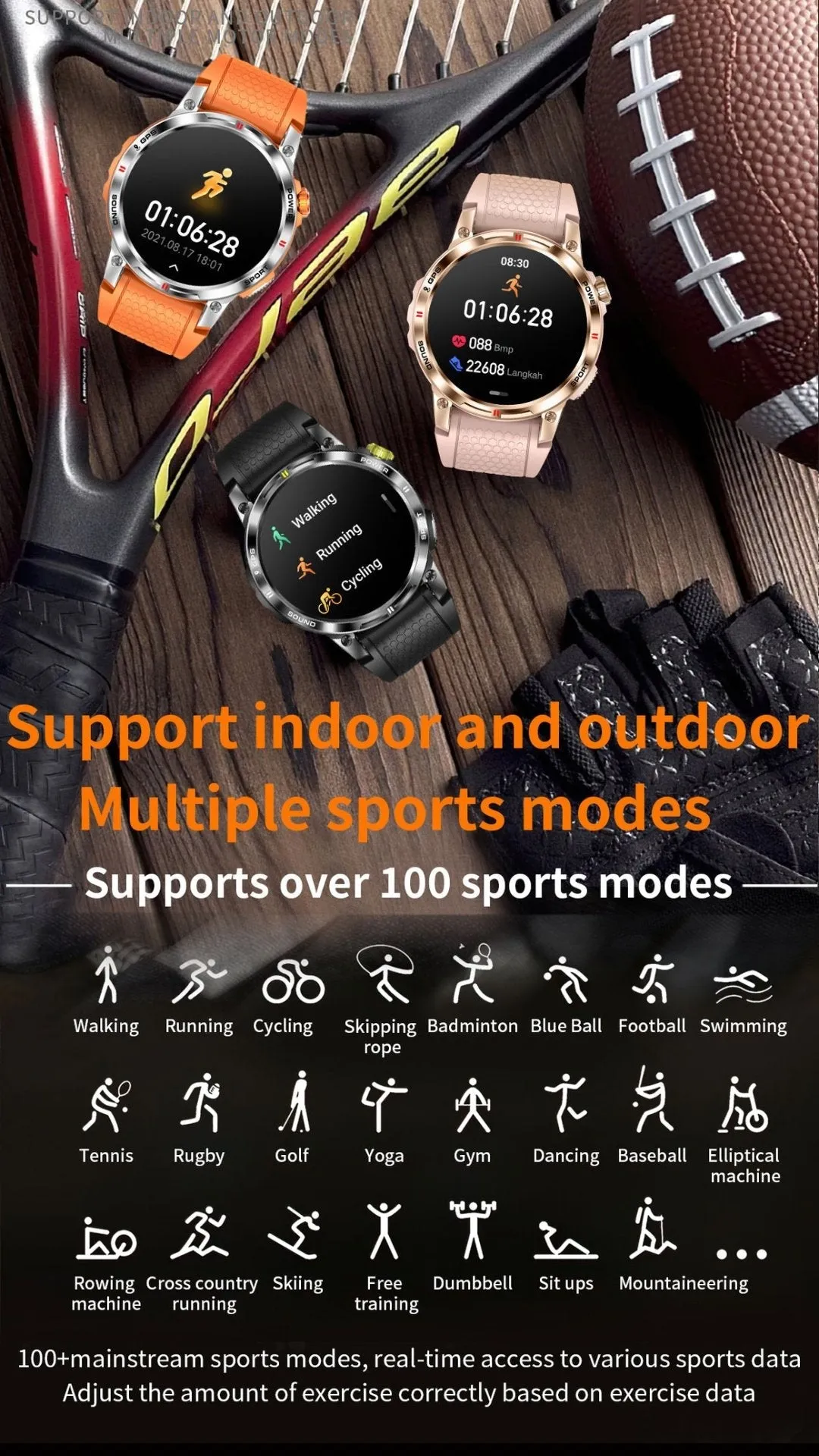 TUTT NX18 Pro GPS AMOLED Metal Rugged Smart Watch | Compass | IP68 Waterproof | Exercise | Long Battery 128MB Memory Reloj 2 Straps | Always On Display Option