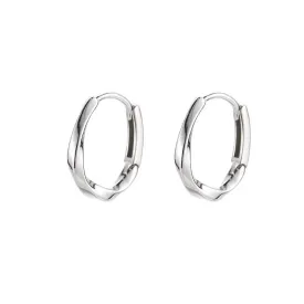 VAIGE 925 Sterling Silver Geometric Round Hoop Earrings with Inlaid Detail for Elegant Jewelry Collection