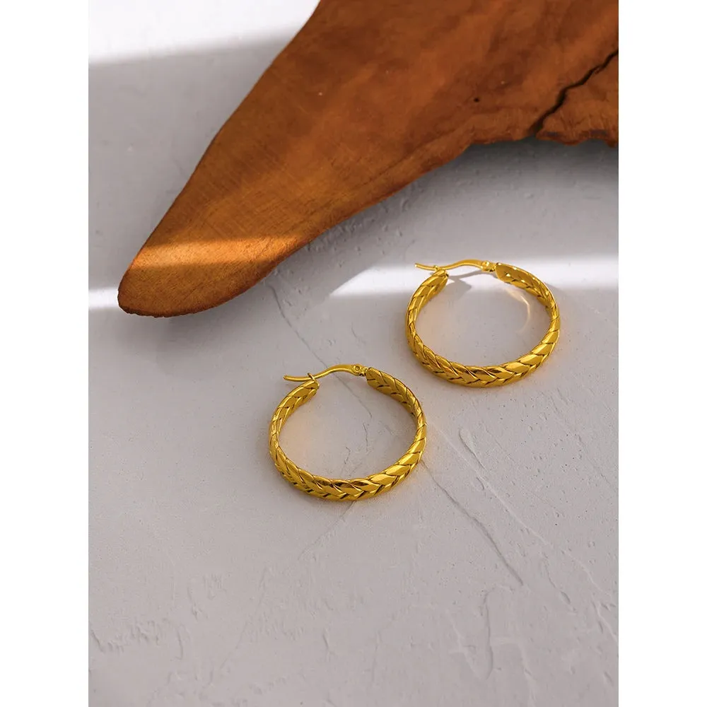 VAIGE Dazzling Stainless Steel Geometric Hoop Earrings - High-Quality 18K Gold Plated Fashion Jewelry Gift