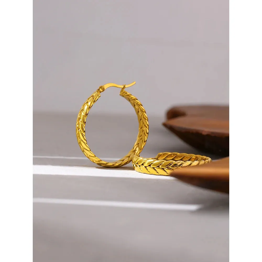 VAIGE Dazzling Stainless Steel Geometric Hoop Earrings - High-Quality 18K Gold Plated Fashion Jewelry Gift