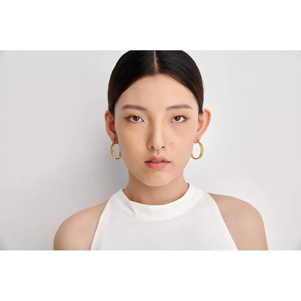 VAIGE Dazzling Stainless Steel Geometric Hoop Earrings - High-Quality 18K Gold Plated Fashion Jewelry Gift