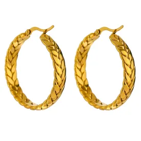 VAIGE Dazzling Stainless Steel Geometric Hoop Earrings - High-Quality 18K Gold Plated Fashion Jewelry Gift