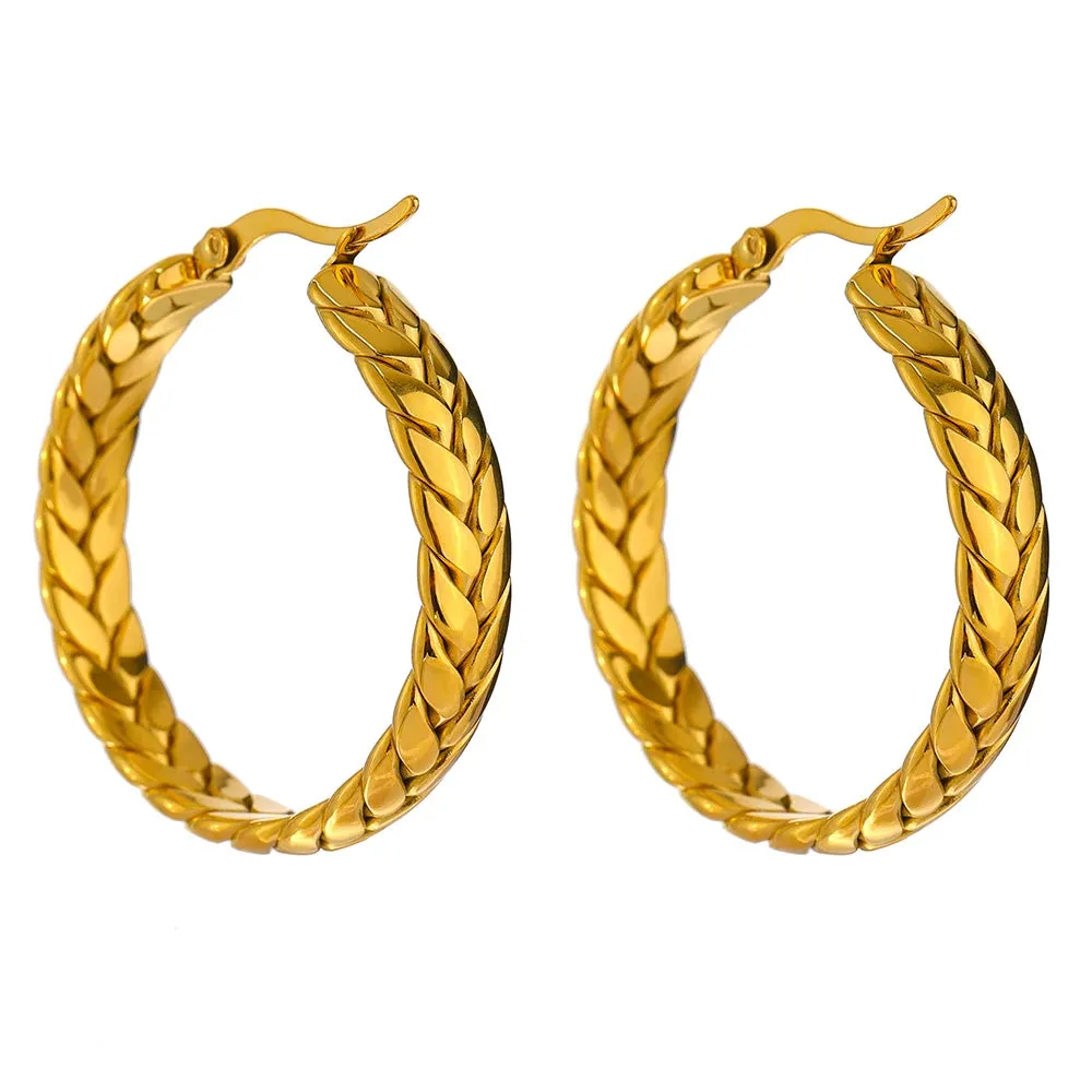VAIGE Dazzling Stainless Steel Geometric Hoop Earrings - High-Quality 18K Gold Plated Fashion Jewelry Gift