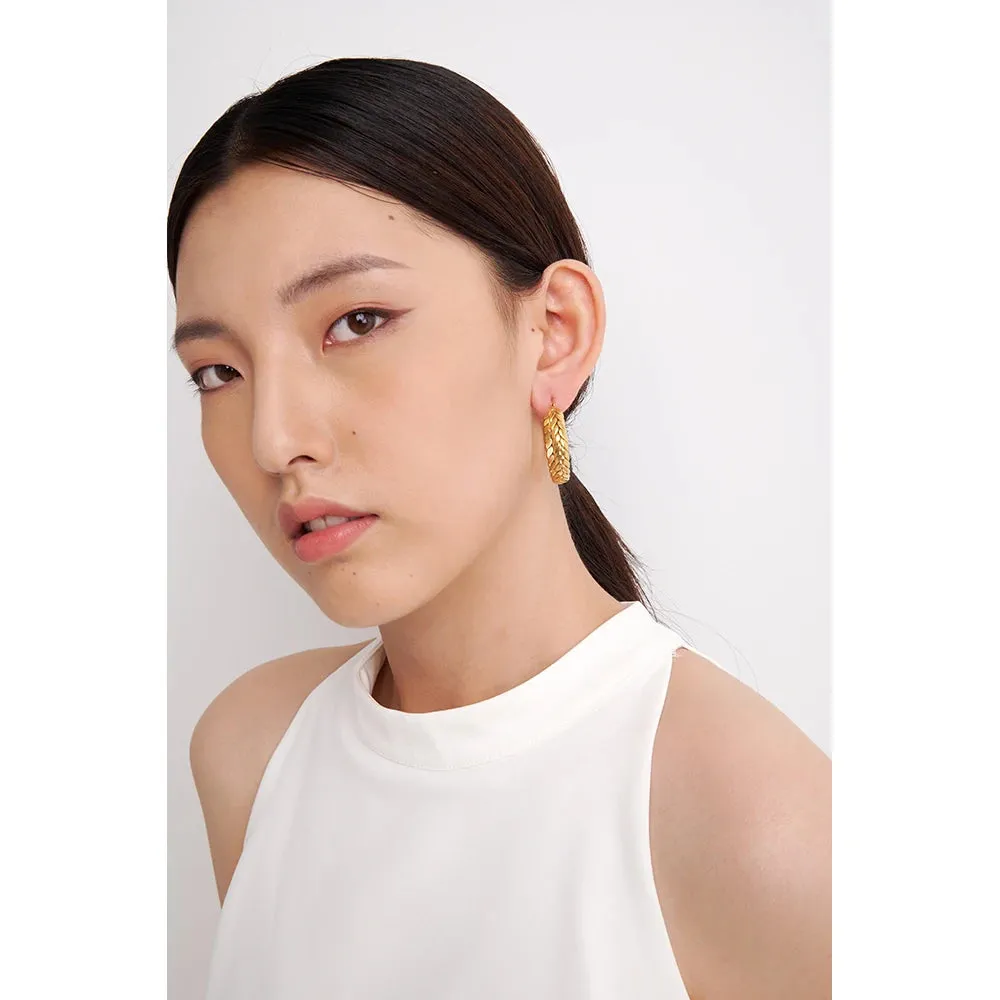 VAIGE Dazzling Stainless Steel Geometric Hoop Earrings - High-Quality 18K Gold Plated Fashion Jewelry Gift
