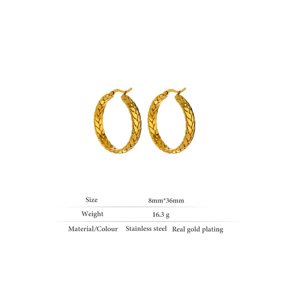 VAIGE Dazzling Stainless Steel Geometric Hoop Earrings - High-Quality 18K Gold Plated Fashion Jewelry Gift