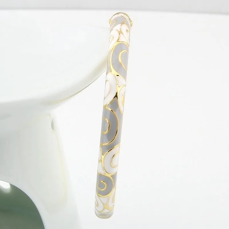 Vintage Oval Gold-Plated Cloisonné Enamel Bangle