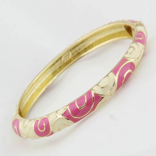 Vintage Oval Gold-Plated Cloisonné Enamel Bangle