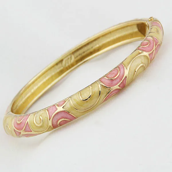 Vintage Oval Gold-Plated Cloisonné Enamel Bangle