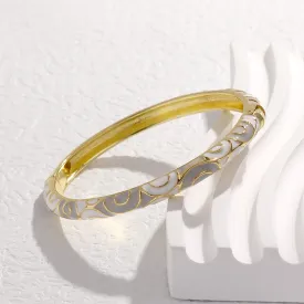 Vintage Oval Gold-Plated Cloisonné Enamel Bangle