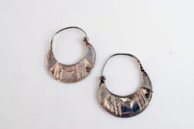 Vintage Small Tuareg Silver Hoop Earrings