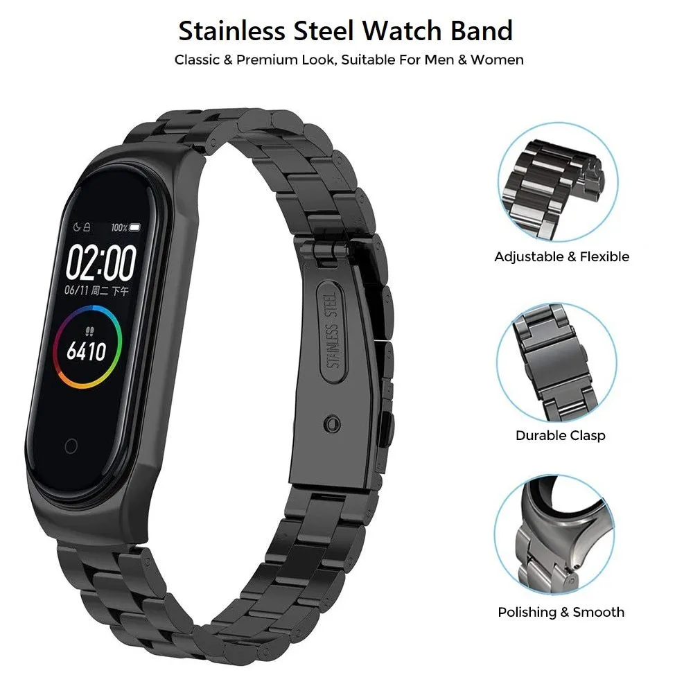 Xiaomi Mi Band 6 / 5 | 3 beads Stainless Steel Metal Watch Band Strap | Silver/Rose Gold