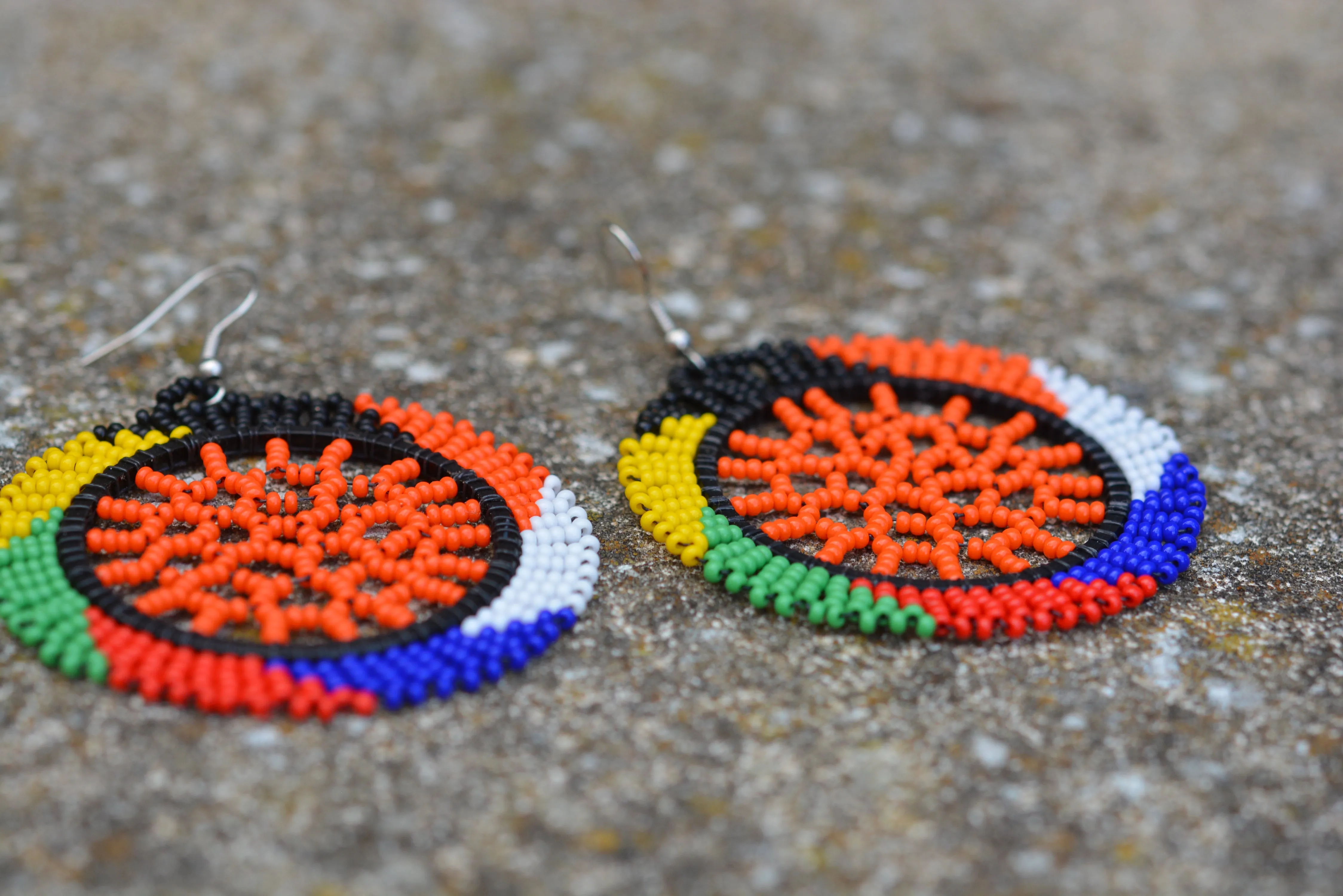 Zulu Beaded Dangle Earrings - handmade